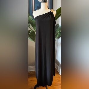 Rachel Zoe One-Shoulder Black Maxi Dress
